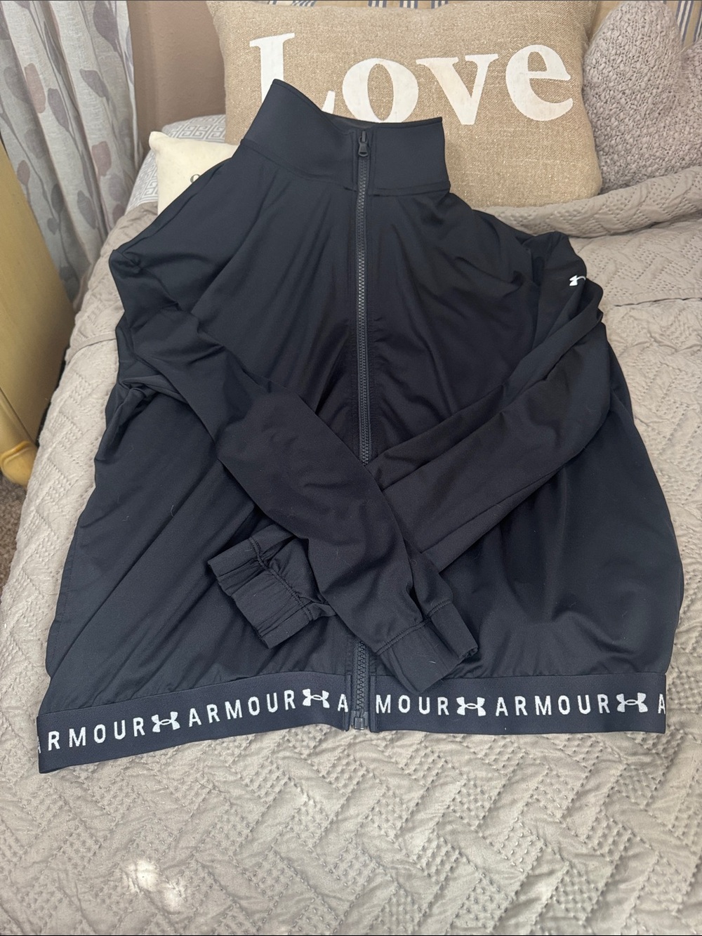 Under Armour Black Full-Zip Bomber Jacket with Branded Hem